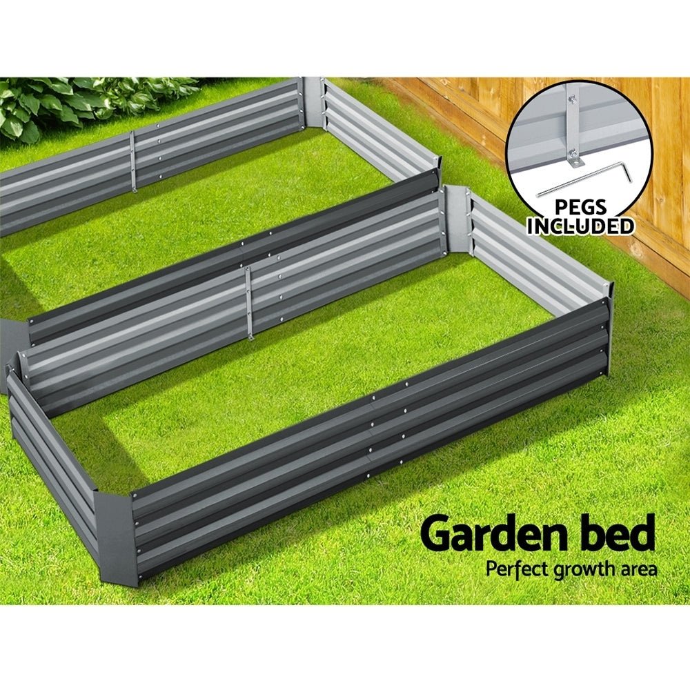 2x Garden Bed 210x90cm Planter Box Raised Container Galvanised Herb - Home & Garden > Garden Beds > Garden Beds & Planters - Rivercity House & Home Co. (ABN 18 642 972 209) - Affordable Modern Furniture Australia