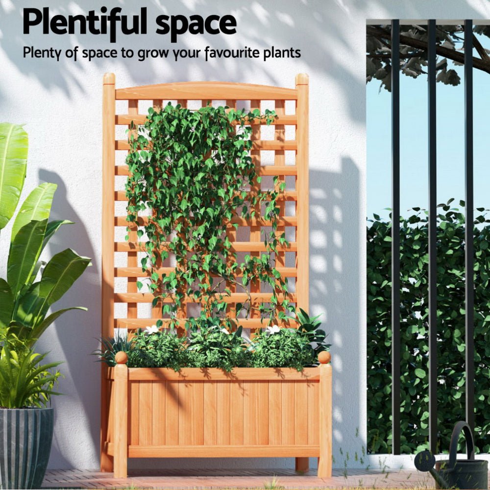 2X Garden Bed Wooden 64x35x115cm Planter Raised Box Container Trellis - Home & Garden > Garden Beds > Garden Beds & Planters - Rivercity House & Home Co. (ABN 18 642 972 209) - Affordable Modern Furniture Australia