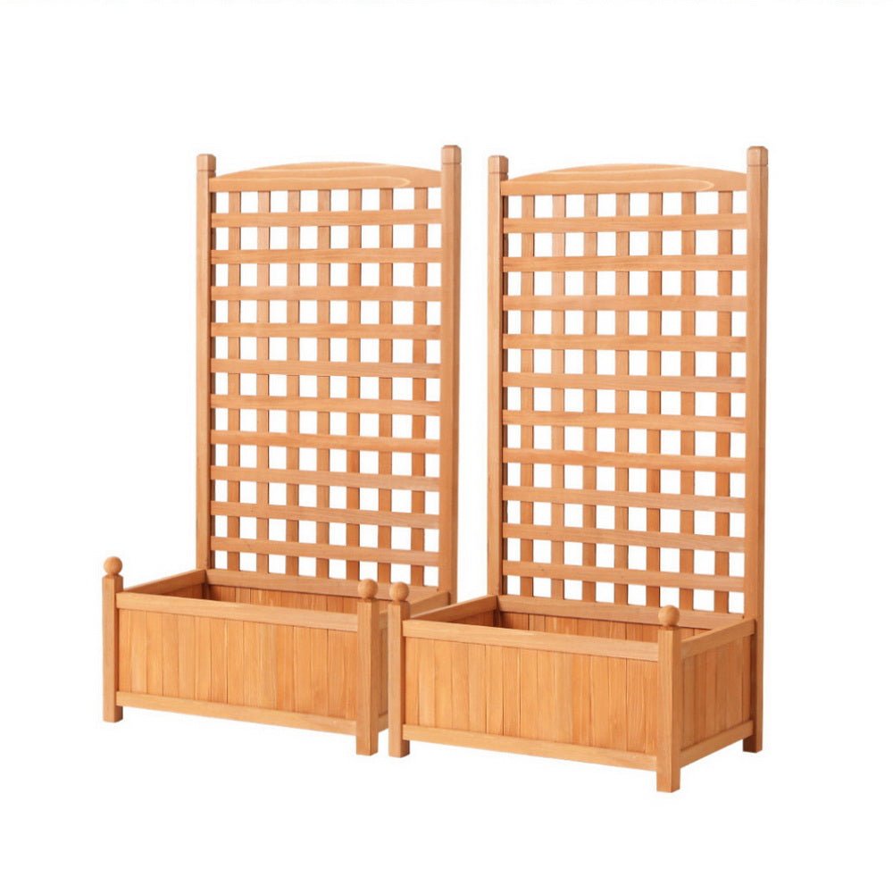 2X Garden Bed Wooden 64x35x115cm Planter Raised Box Container Trellis - Home & Garden > Garden Beds > Garden Beds & Planters - Rivercity House & Home Co. (ABN 18 642 972 209) - Affordable Modern Furniture Australia