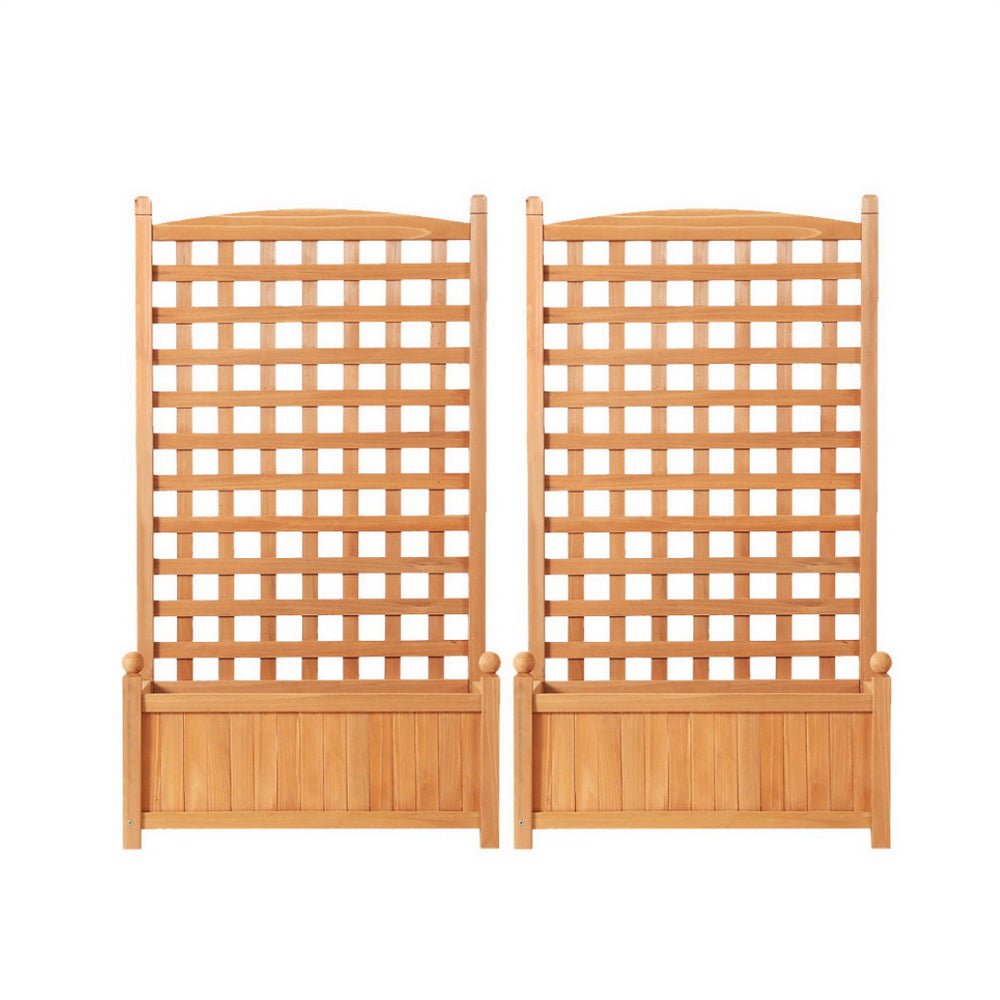 2X Garden Bed Wooden 64x35x115cm Planter Raised Box Container Trellis - Home & Garden > Garden Beds > Garden Beds & Planters - Rivercity House & Home Co. (ABN 18 642 972 209) - Affordable Modern Furniture Australia