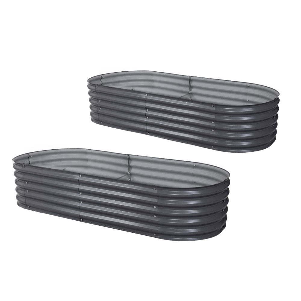 2x Green Fingers Raised Garden Bed 160X80X42cm Oval Planter Box Raised Container Galvanised - Home & Garden > Garden Beds > Garden Beds & Planters - Rivercity House & Home Co. (ABN 18 642 972 209) - Affordable Modern Furniture Australia