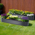 2x Green Fingers Raised Garden Bed 320X80X42cm Oval Planter Box Container Galvanised