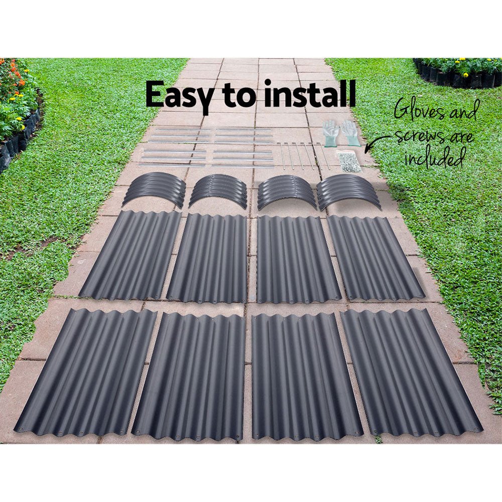 2x Green Fingers Raised Garden Bed 320X80X42cm Oval Planter Box Container Galvanised - Home & Garden > Garden Beds > Garden Beds & Planters - Rivercity House & Home Co. (ABN 18 642 972 209) - Affordable Modern Furniture Australia