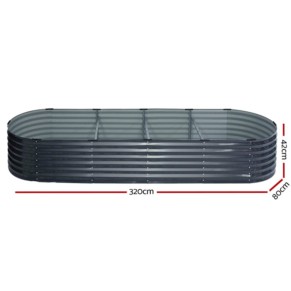 2x Green Fingers Raised Garden Bed 320X80X42cm Oval Planter Box Container Galvanised - Home & Garden > Garden Beds > Garden Beds & Planters - Rivercity House & Home Co. (ABN 18 642 972 209) - Affordable Modern Furniture Australia