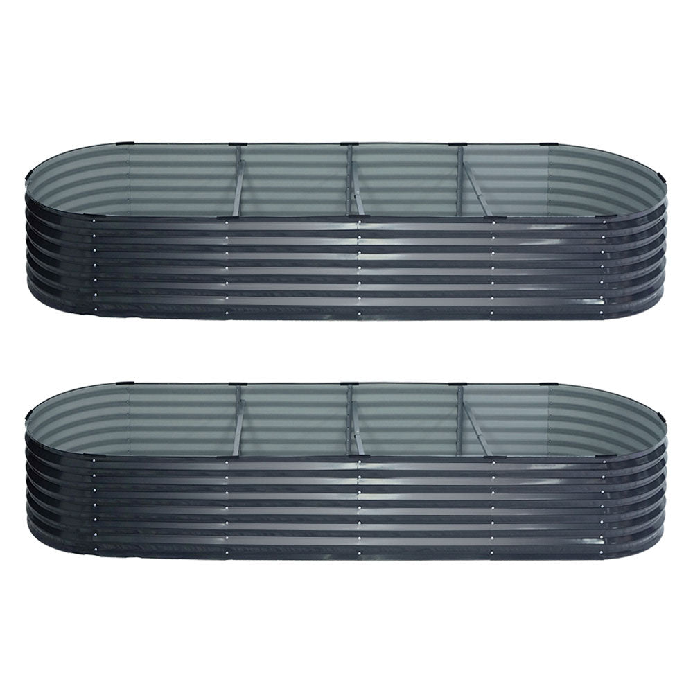 2x Green Fingers Raised Garden Bed 320X80X42cm Oval Planter Box Container Galvanised - Home & Garden > Garden Beds > Garden Beds & Planters - Rivercity House & Home Co. (ABN 18 642 972 209) - Affordable Modern Furniture Australia