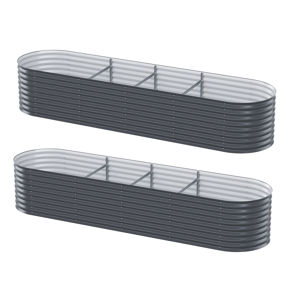 2x Green Fingers Raised Garden Bed 320X80X56cm Oval Planter Box - Home & Garden > Garden Beds > Garden Beds & Planters - Rivercity House & Home Co. (ABN 18 642 972 209) - Affordable Modern Furniture Australia