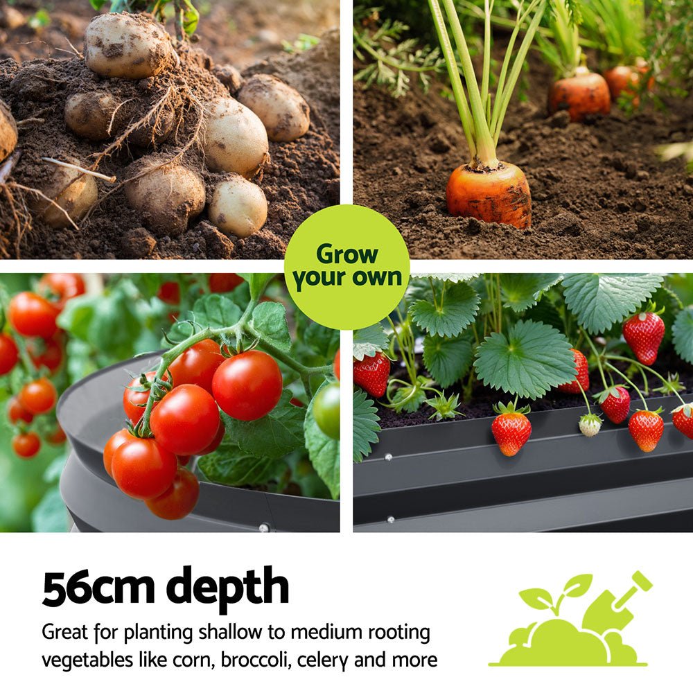 2x Green Fingers Raised Garden Bed 320X80X56cm Oval Planter Box - Home & Garden > Garden Beds > Garden Beds & Planters - Rivercity House & Home Co. (ABN 18 642 972 209) - Affordable Modern Furniture Australia
