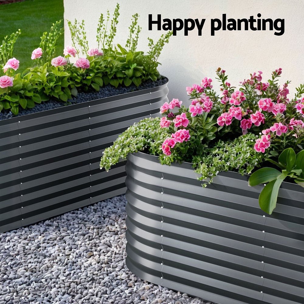 2x Green Fingers Raised Garden Bed 320X80X56cm Oval Planter Box - Home & Garden > Garden Beds > Garden Beds & Planters - Rivercity House & Home Co. (ABN 18 642 972 209) - Affordable Modern Furniture Australia
