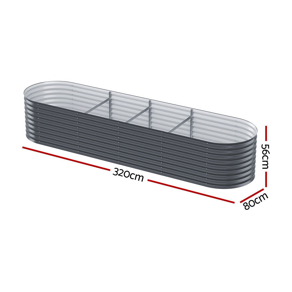 2x Green Fingers Raised Garden Bed 320X80X56cm Oval Planter Box - Home & Garden > Garden Beds > Garden Beds & Planters - Rivercity House & Home Co. (ABN 18 642 972 209) - Affordable Modern Furniture Australia