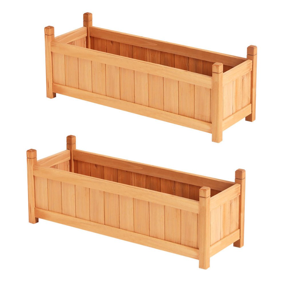 2x Green Fingers Raised Garden Bed 90x30x33cm Wooden Planter Box Raised Container Growing - Home & Garden > Garden Beds > Garden Beds & Planters - Rivercity House & Home Co. (ABN 18 642 972 209) - Affordable Modern Furniture Australia
