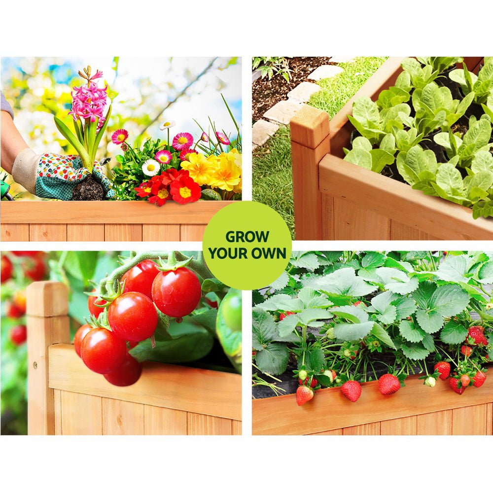 2x Green Fingers Raised Garden Bed 90x30x33cm Wooden Planter Box Raised Container Growing - Home & Garden > Garden Beds > Garden Beds & Planters - Rivercity House & Home Co. (ABN 18 642 972 209) - Affordable Modern Furniture Australia