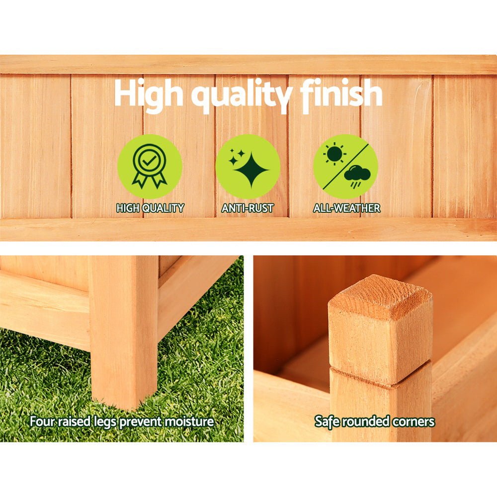 2x Green Fingers Raised Garden Bed 90x30x33cm Wooden Planter Box Raised Container Growing - Home & Garden > Garden Beds > Garden Beds & Planters - Rivercity House & Home Co. (ABN 18 642 972 209) - Affordable Modern Furniture Australia