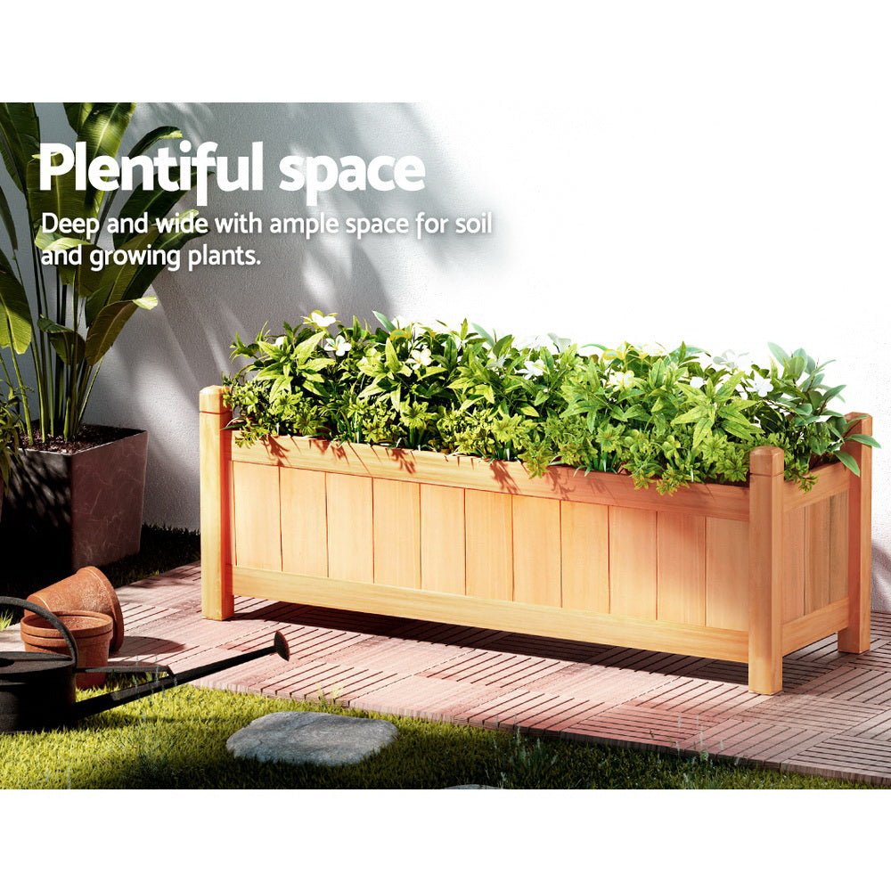 2x Green Fingers Raised Garden Bed 90x30x33cm Wooden Planter Box Raised Container Growing - Home & Garden > Garden Beds > Garden Beds & Planters - Rivercity House & Home Co. (ABN 18 642 972 209) - Affordable Modern Furniture Australia