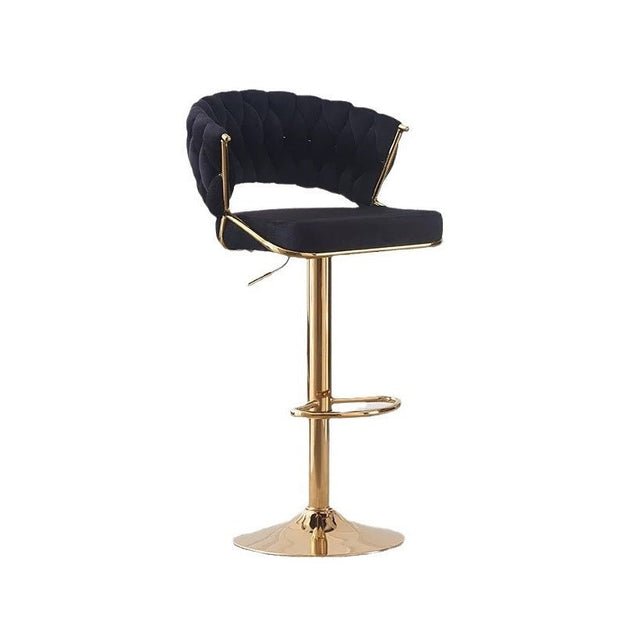 2x Height Adjustable Velvet Padded Barstools with Golden Round Base - Black - Furniture > Bar Stools & Chairs > Table & Bar Stools - Rivercity House & Home Co. (ABN 18 642 972 209) - Affordable Modern Furniture Australia