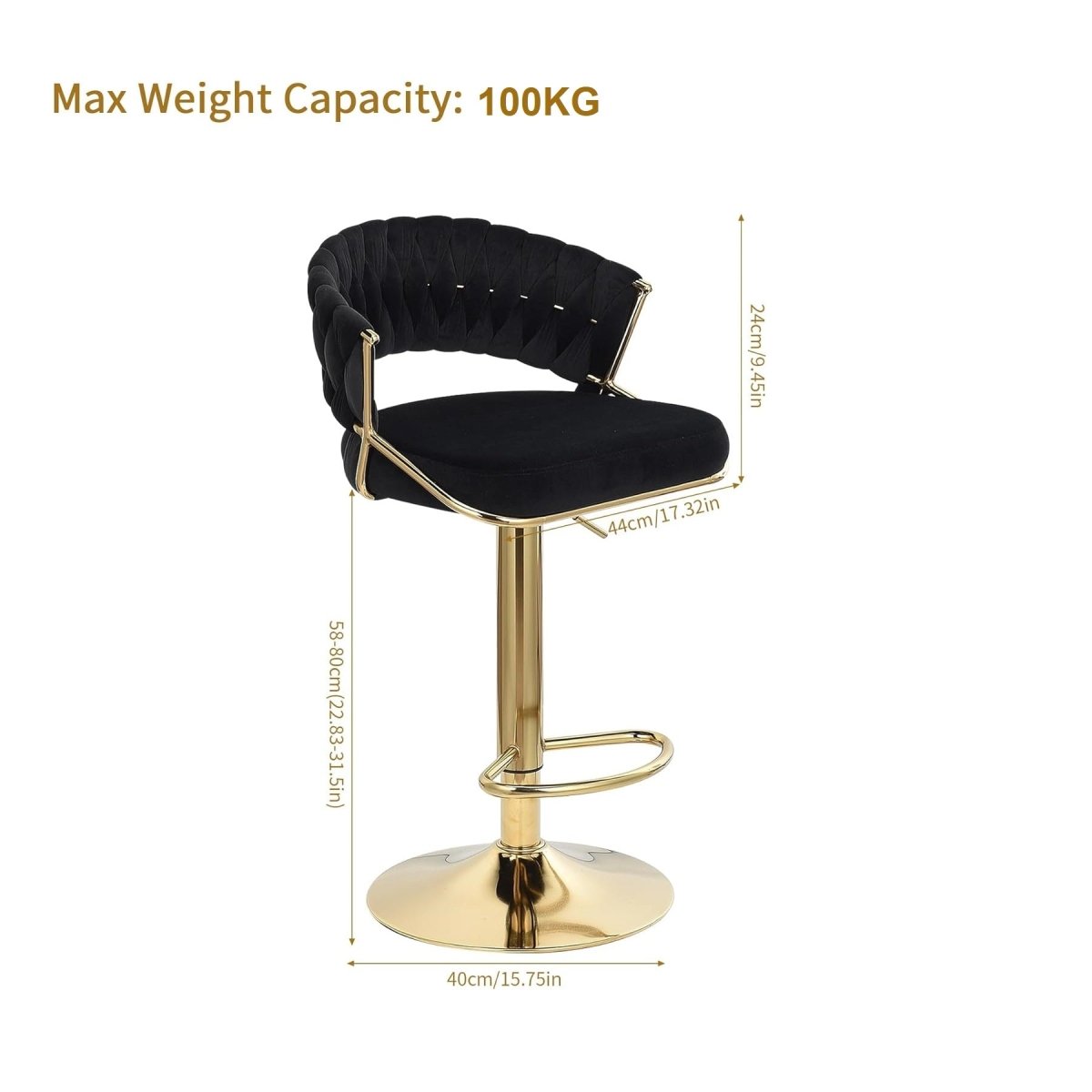 2x Height Adjustable Velvet Padded Barstools with Golden Round Base - Blue - Furniture > Bar Stools & Chairs > Table & Bar Stools - Rivercity House & Home Co. (ABN 18 642 972 209) - Affordable Modern Furniture Australia