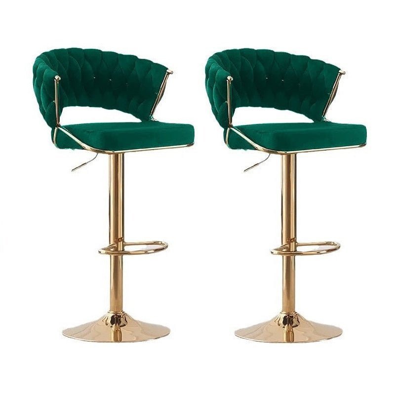 2x Height Adjustable Velvet Padded Barstools with Golden Round Base - Green - Furniture > Bar Stools & Chairs > Table & Bar Stools - Rivercity House & Home Co. (ABN 18 642 972 209) - Affordable Modern Furniture Australia