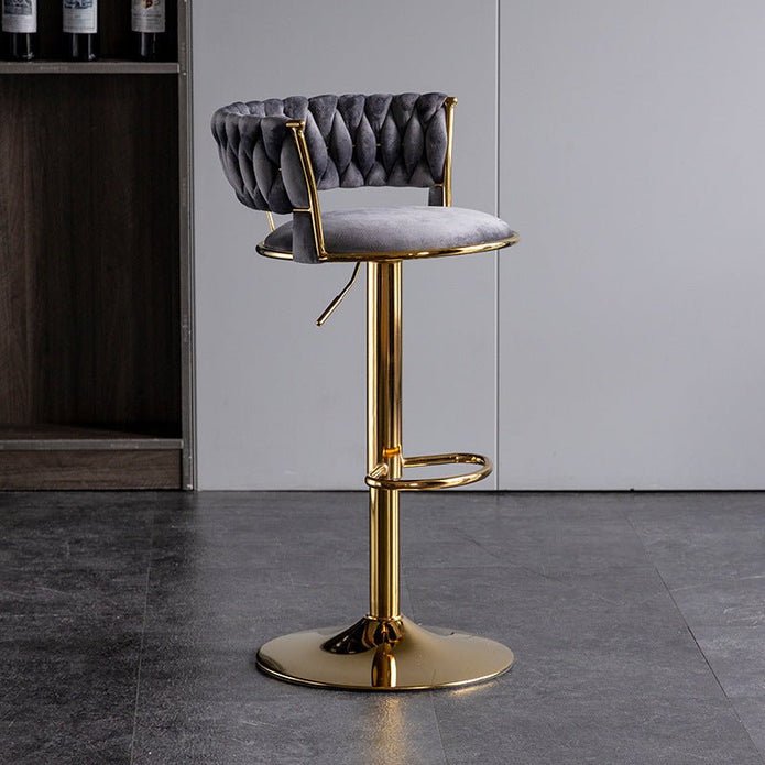 2x Height Adjustable Velvet Swivel Bar Stools with Gold Base and Padded Seat - Grey - Furniture > Bar Stools & Chairs > Table & Bar Stools - Rivercity House & Home Co. (ABN 18 642 972 209) - Affordable Modern Furniture Australia