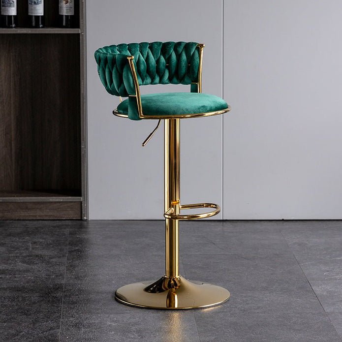 2x Height Adjustable Velvet Swivel Bar Stools with Golden Base and Padded Seat - Green - Furniture > Bar Stools & Chairs > Table & Bar Stools - Rivercity House & Home Co. (ABN 18 642 972 209) - Affordable Modern Furniture Australia