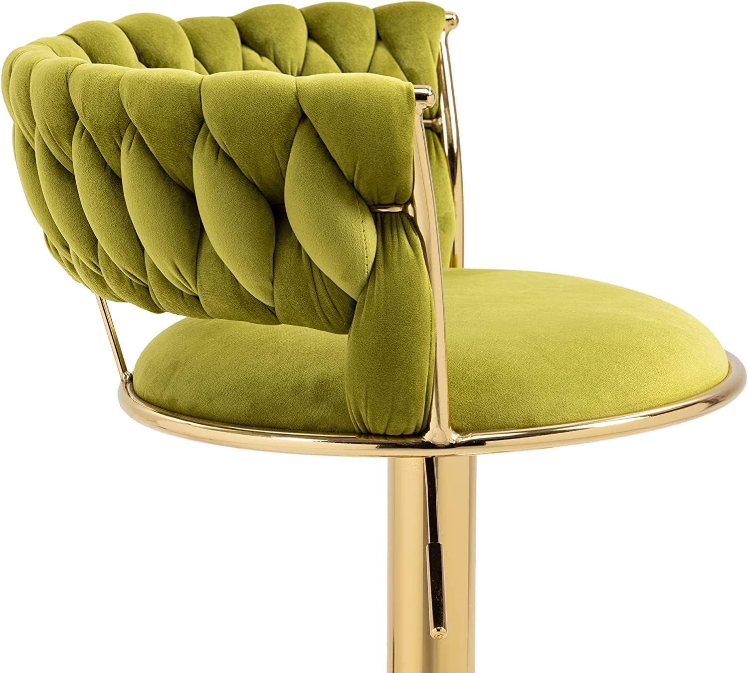 2x Height Adjustable Velvet Swivel Bar Stools with Golden Base Padded Seat - Olive Green - Furniture > Bar Stools & Chairs > Table & Bar Stools - Rivercity House & Home Co. (ABN 18 642 972 209) - Affordable Modern Furniture Australia