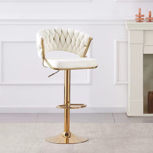 2x Height Velvet Padded Barstools with Golden Round Base - Beige - Furniture > Bar Stools & Chairs > Table & Bar Stools - Rivercity House & Home Co. (ABN 18 642 972 209) - Affordable Modern Furniture Australia