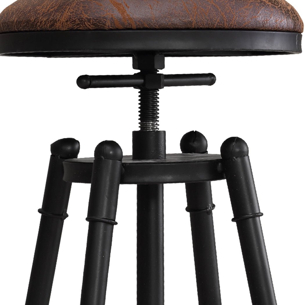 2x Industrial Adjustable Bar Stools with Swivel Seat - Vintage Finish - Rivercity House & Home Co. (ABN 18 642 972 209) - Affordable Modern Furniture Australia