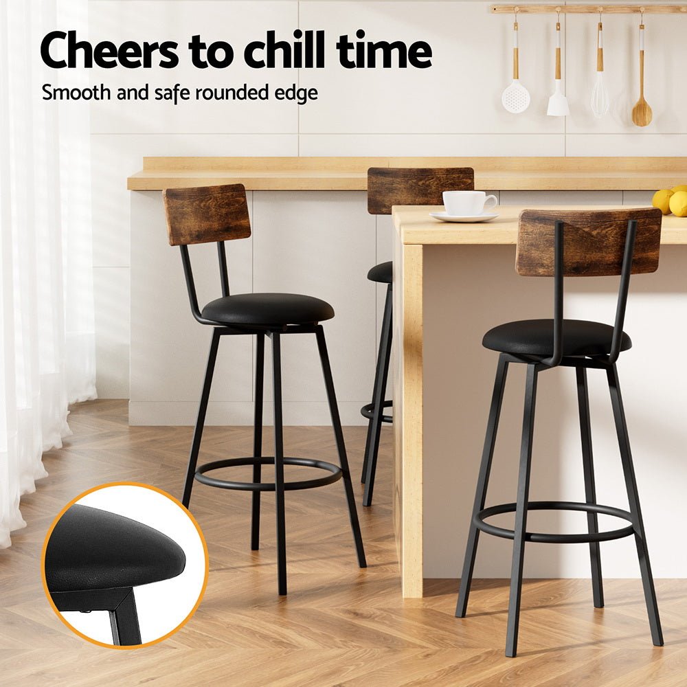 2X Industrial Bar Stools Upholstered Counter Chairs Steel Frame Anti - Scratch - Furniture > Bar Stools & Chairs > Table & Bar Stools - Rivercity House & Home Co. (ABN 18 642 972 209) - Affordable Modern Furniture Australia