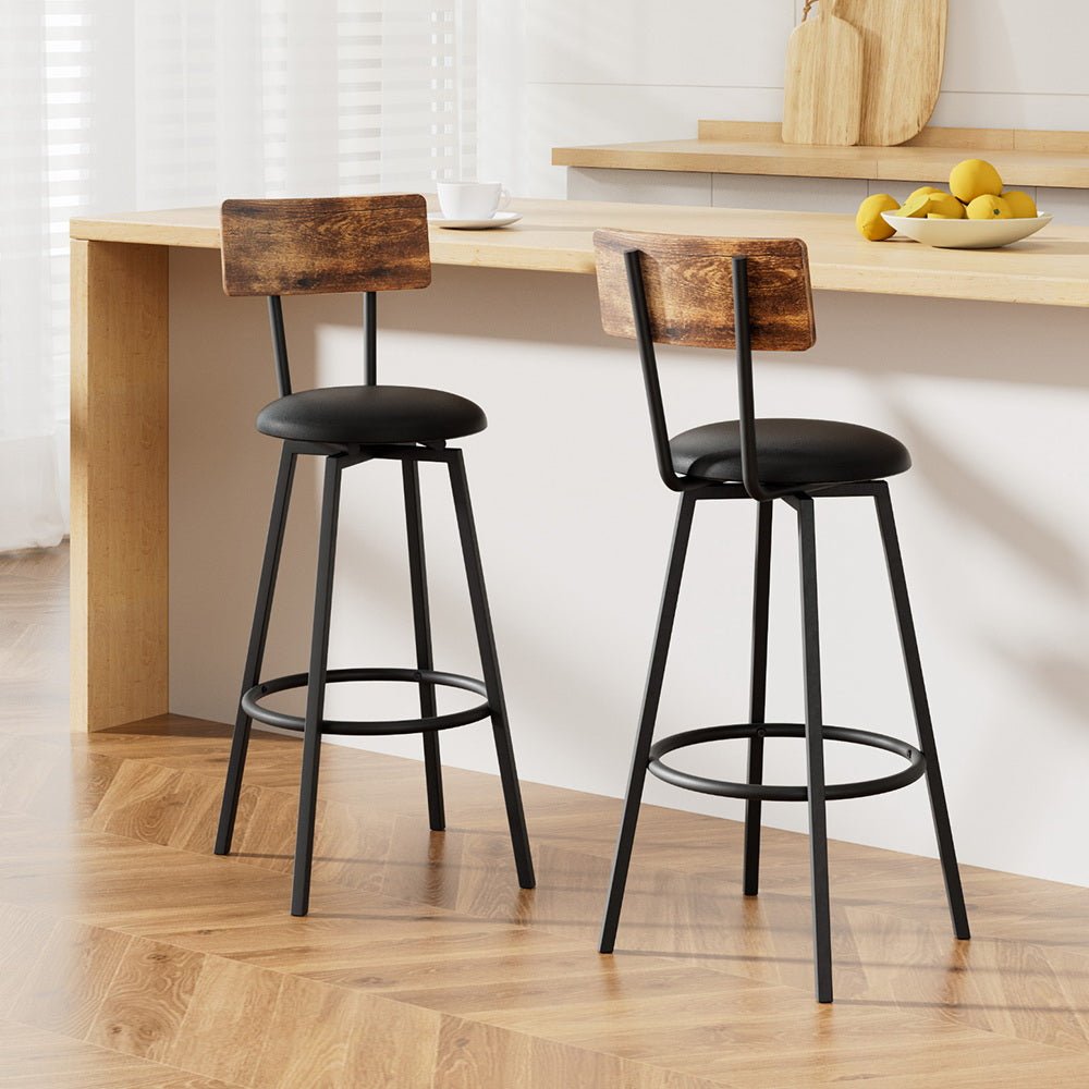 2X Industrial Bar Stools Upholstered Counter Chairs Steel Frame Anti - Scratch - Furniture > Bar Stools & Chairs > Table & Bar Stools - Rivercity House & Home Co. (ABN 18 642 972 209) - Affordable Modern Furniture Australia