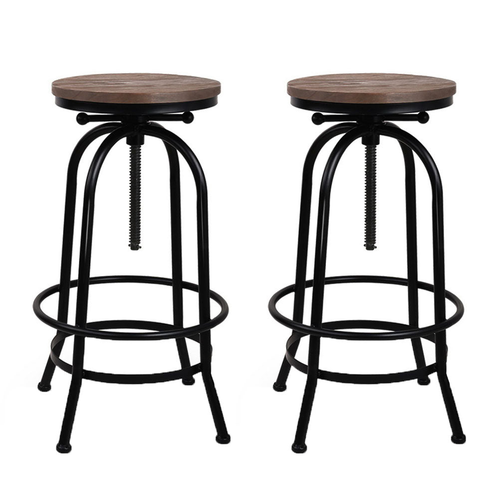 2x Kitchen Bar Stools Vintage Bar Stool Retro Rustic Industrial Chairs - Rivercity House & Home Co. (ABN 18 642 972 209) - Affordable Modern Furniture Australia