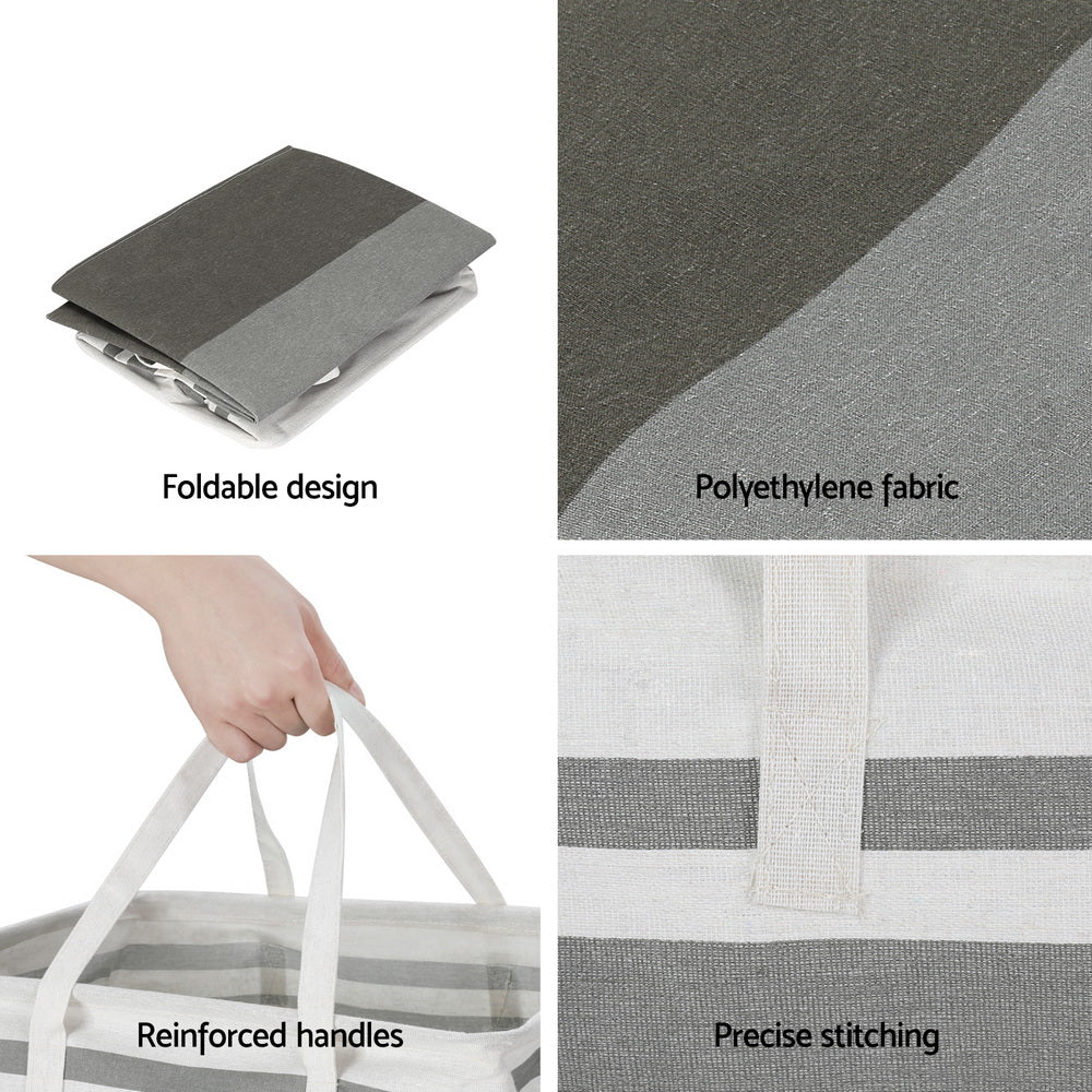 2X Laundry Basket Hamper Foldable White Grey - Furniture > Bathroom - Rivercity House & Home Co. (ABN 18 642 972 209) - Affordable Modern Furniture Australia