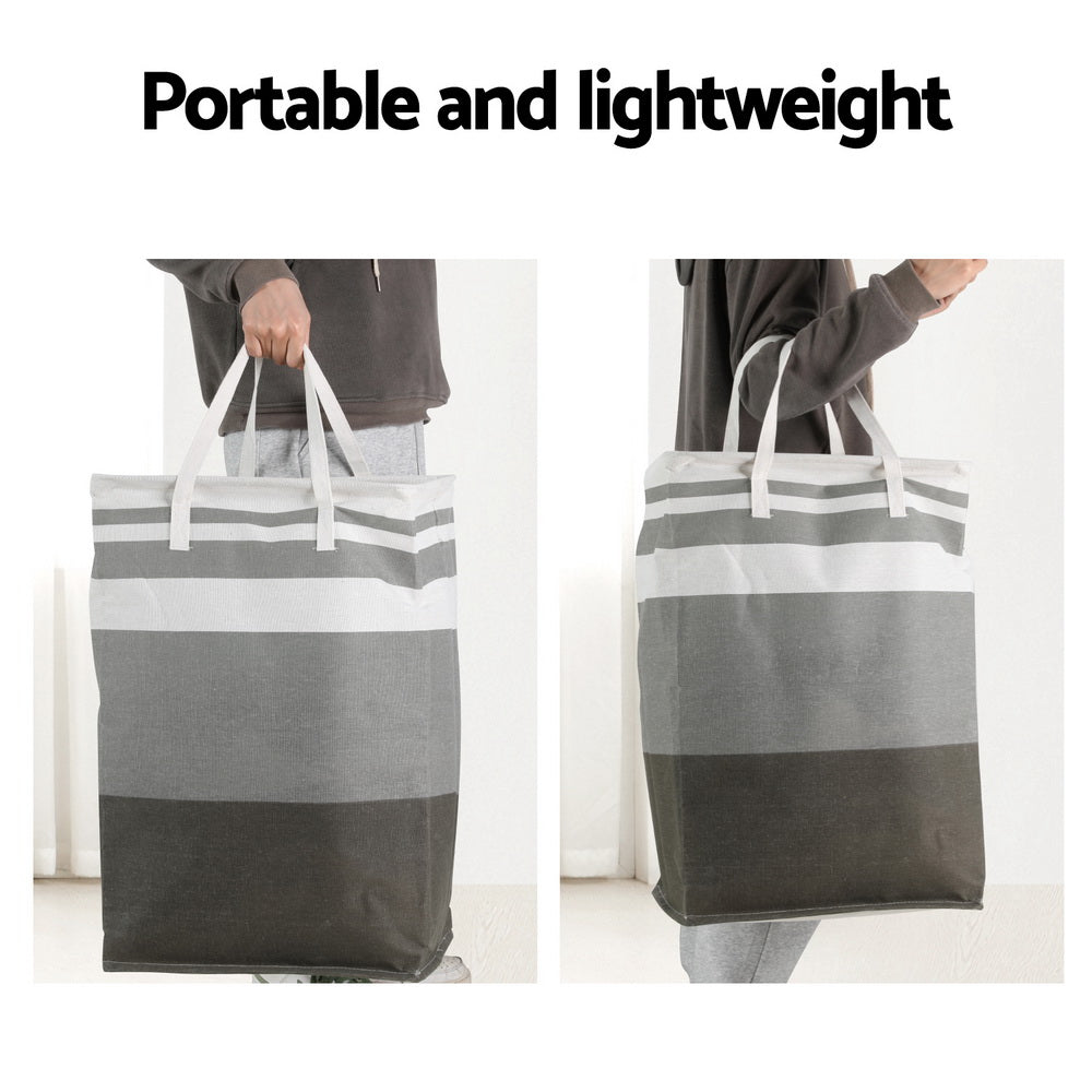 2X Laundry Basket Hamper Foldable White Grey - Furniture > Bathroom - Rivercity House & Home Co. (ABN 18 642 972 209) - Affordable Modern Furniture Australia