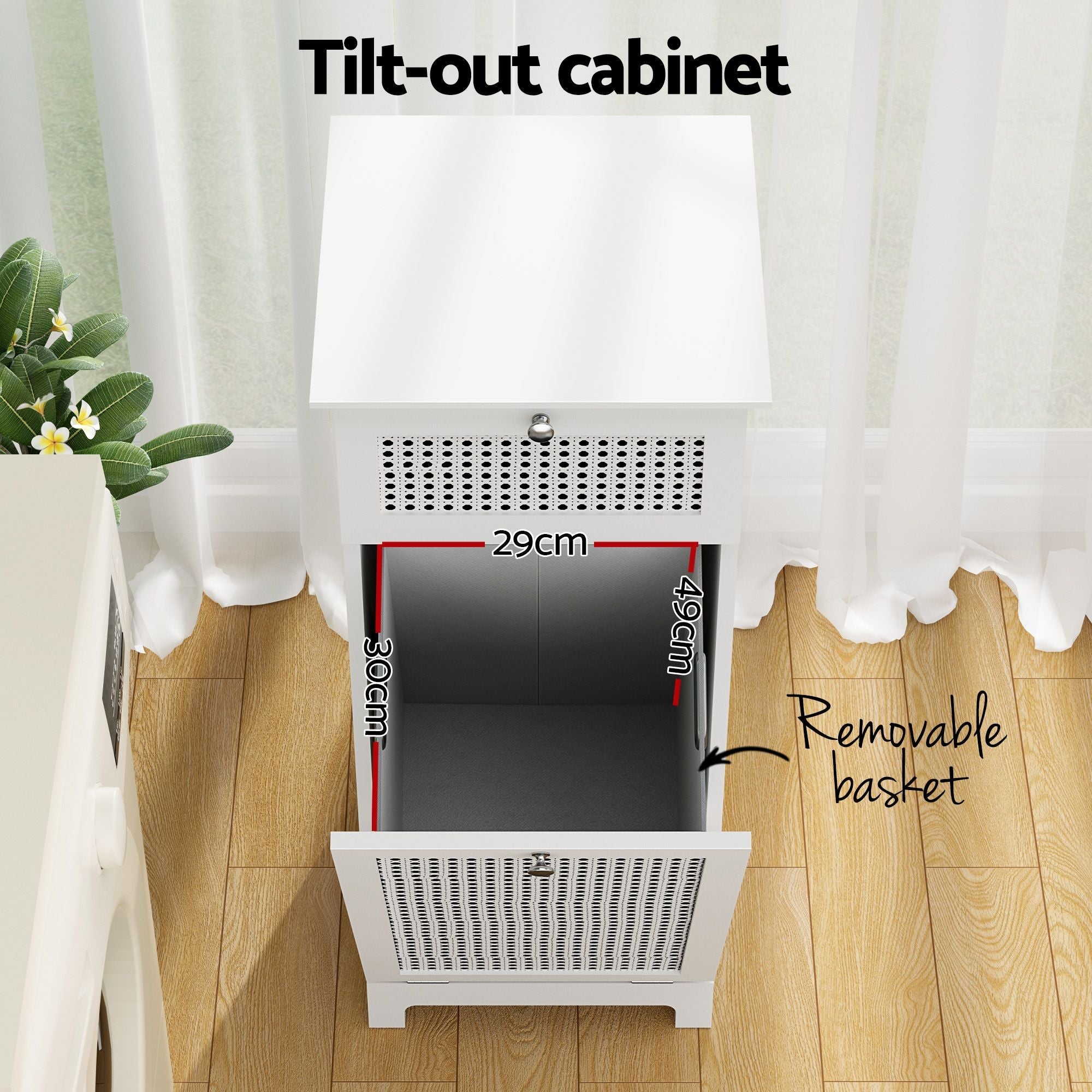 2X Laundry Hamper Cabinet Bathroom Storage White Rattan - Furniture > Bathroom > Bathroom Cabinets, Cupboards & Storage - Rivercity House & Home Co. (ABN 18 642 972 209) - Affordable Modern Furniture Australia