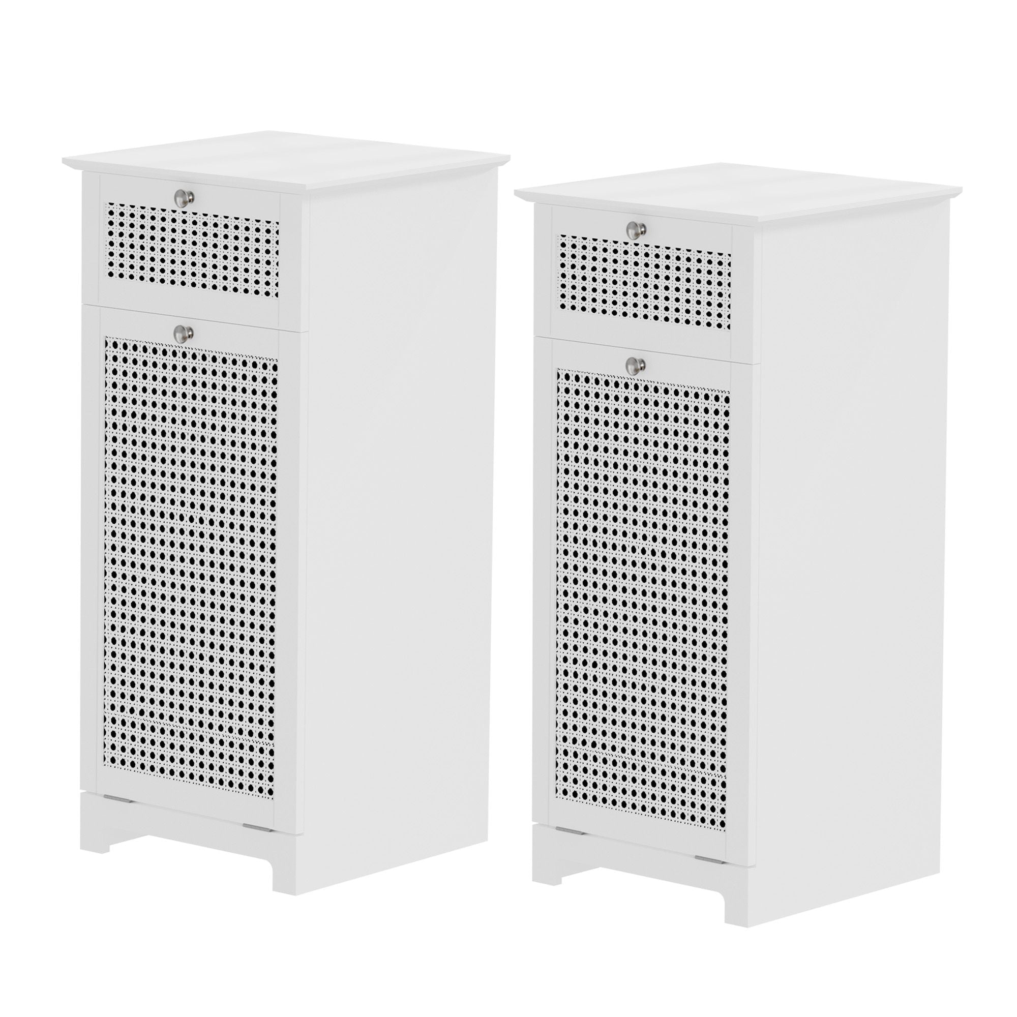 2X Laundry Hamper Cabinet Bathroom Storage White Rattan - Furniture > Bathroom > Bathroom Cabinets, Cupboards & Storage - Rivercity House & Home Co. (ABN 18 642 972 209) - Affordable Modern Furniture Australia