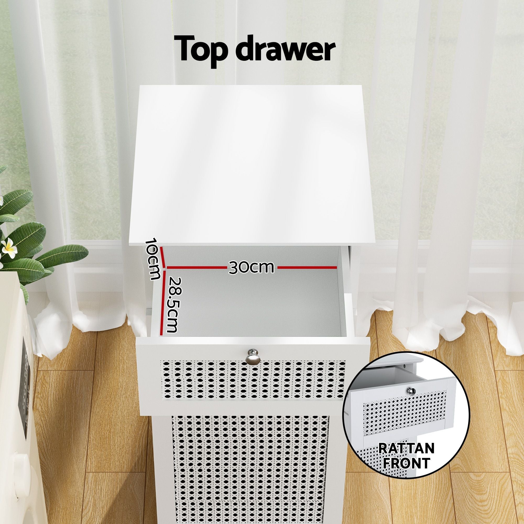 2X Laundry Hamper Cabinet Bathroom Storage White Rattan - Furniture > Bathroom > Bathroom Cabinets, Cupboards & Storage - Rivercity House & Home Co. (ABN 18 642 972 209) - Affordable Modern Furniture Australia