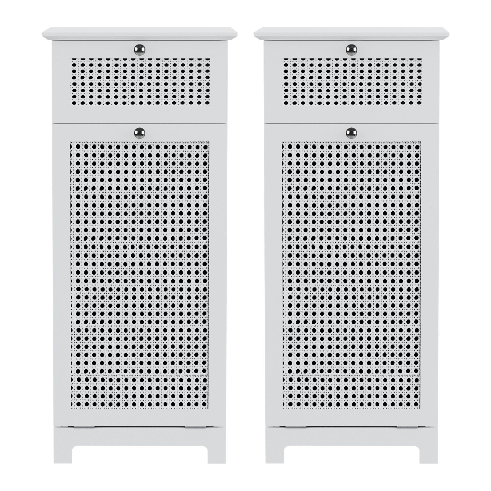 2X Laundry Hamper Cabinet Bathroom Storage White Rattan - Furniture > Bathroom > Bathroom Cabinets, Cupboards & Storage - Rivercity House & Home Co. (ABN 18 642 972 209) - Affordable Modern Furniture Australia