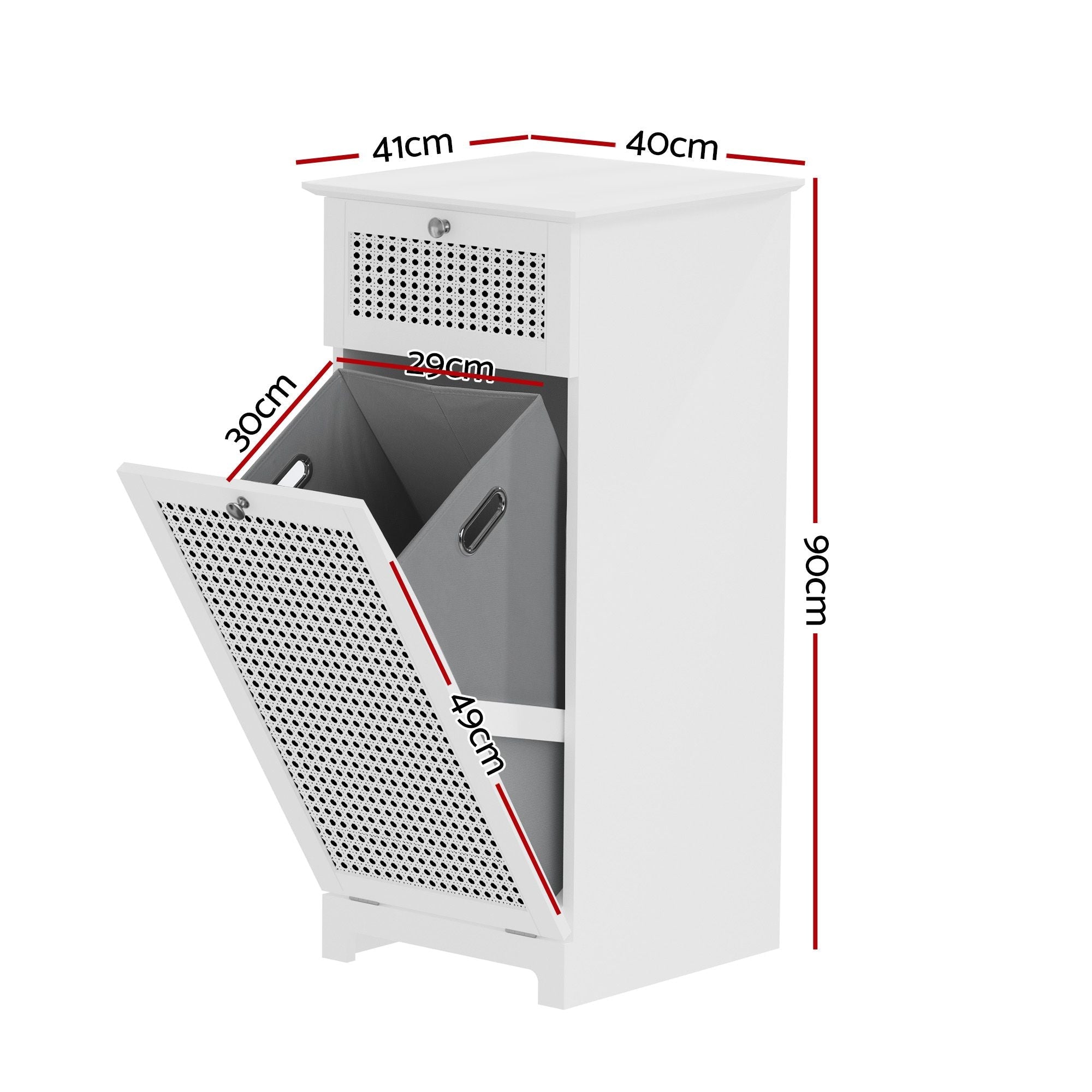2X Laundry Hamper Cabinet Bathroom Storage White Rattan - Furniture > Bathroom > Bathroom Cabinets, Cupboards & Storage - Rivercity House & Home Co. (ABN 18 642 972 209) - Affordable Modern Furniture Australia