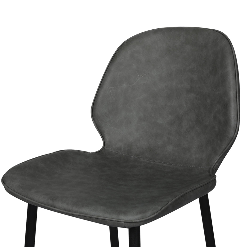 2x Leathaire Bar Stools with Steel Legs 75cm High - Grey - Rivercity House & Home Co. (ABN 18 642 972 209) - Affordable Modern Furniture Australia