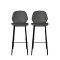 Set of 2 Leathaire Bar Stools with Steel Legs 75cm High - Grey