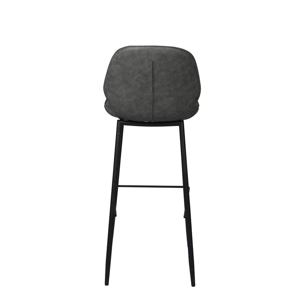 2x Leathaire Bar Stools with Steel Legs 75cm High - Grey - Rivercity House & Home Co. (ABN 18 642 972 209) - Affordable Modern Furniture Australia