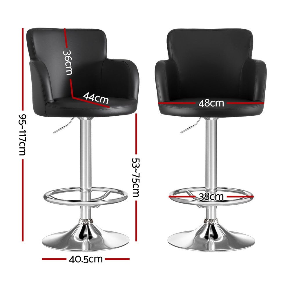2x Leather Bar Stools Swivel Adjustable Gas Lift PU Counter Chairs Black - Furniture > Bar Stools & Chairs > Table & Bar Stools - Rivercity House & Home Co. (ABN 18 642 972 209) - Affordable Modern Furniture Australia