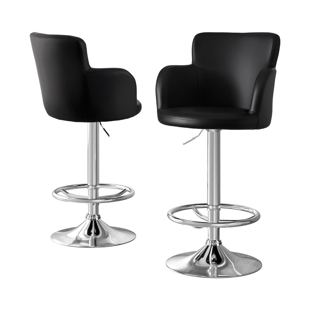 2x Leather Bar Stools Swivel Adjustable Gas Lift PU Counter Chairs Black - Furniture > Bar Stools & Chairs > Table & Bar Stools - Rivercity House & Home Co. (ABN 18 642 972 209) - Affordable Modern Furniture Australia