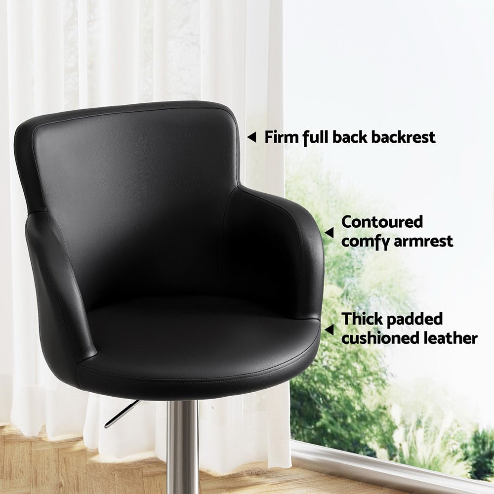 2x Leather Bar Stools Swivel Adjustable Gas Lift PU Counter Chairs Black - Furniture > Bar Stools & Chairs > Table & Bar Stools - Rivercity House & Home Co. (ABN 18 642 972 209) - Affordable Modern Furniture Australia