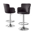 Set of 2 Leather Bar Stools Swivel Adjustable Gas Lift PU Counter Chairs Brown