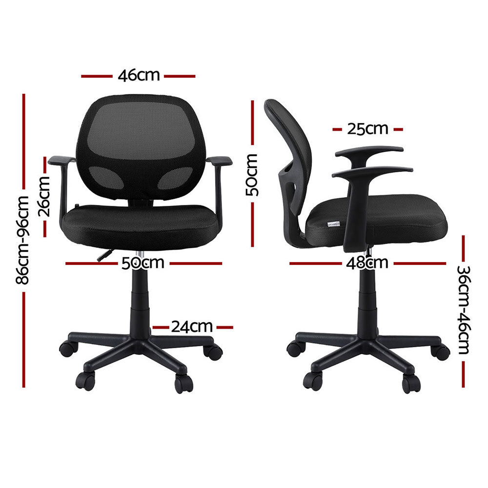 2x Mesh Office Chair Computer Gaming Desk Chairs Work Study Mid Back Black - Furniture > Office > Office & Desk Chairs - Rivercity House & Home Co. (ABN 18 642 972 209) - Affordable Modern Furniture Australia