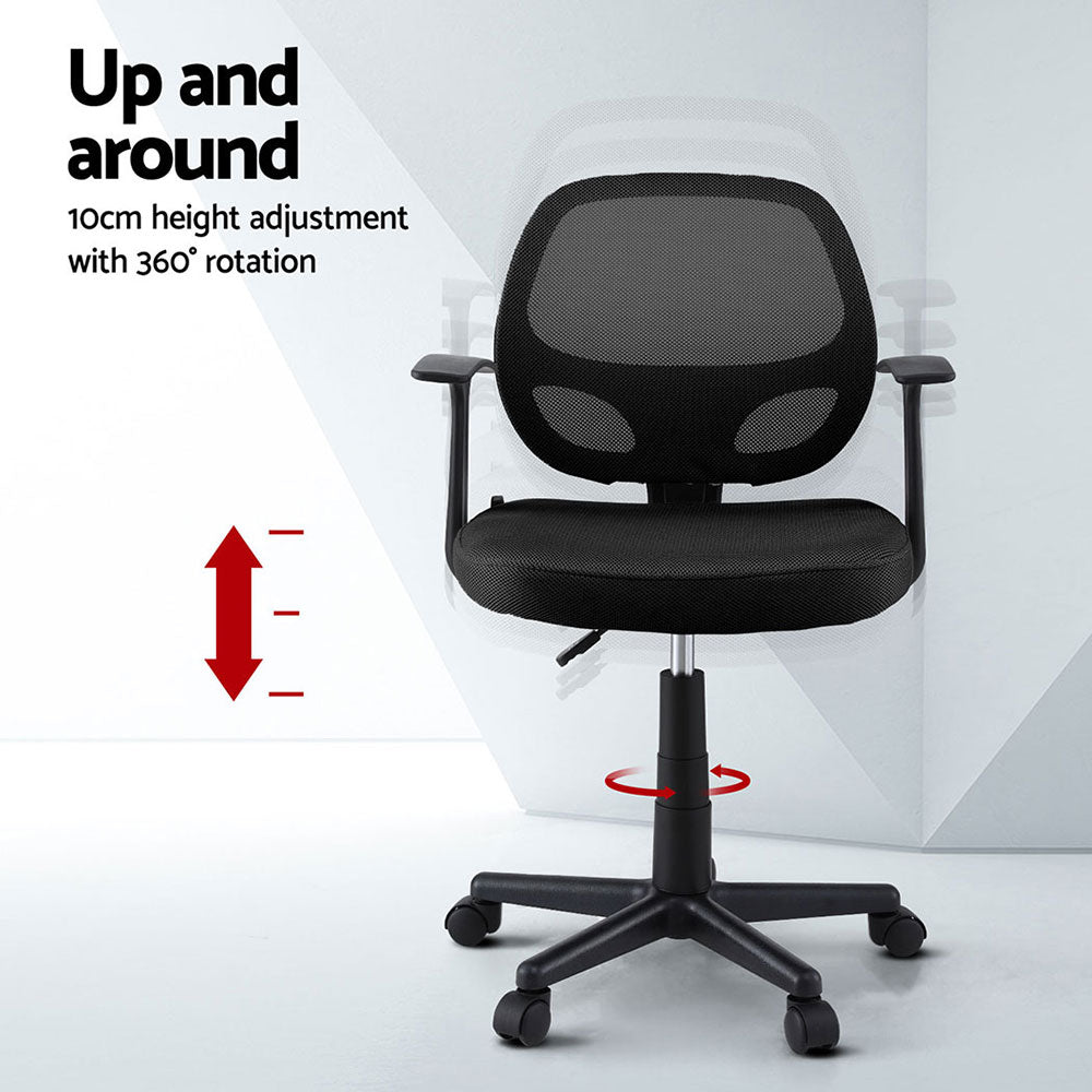 2x Mesh Office Chair Computer Gaming Desk Chairs Work Study Mid Back Black - Furniture > Office > Office & Desk Chairs - Rivercity House & Home Co. (ABN 18 642 972 209) - Affordable Modern Furniture Australia