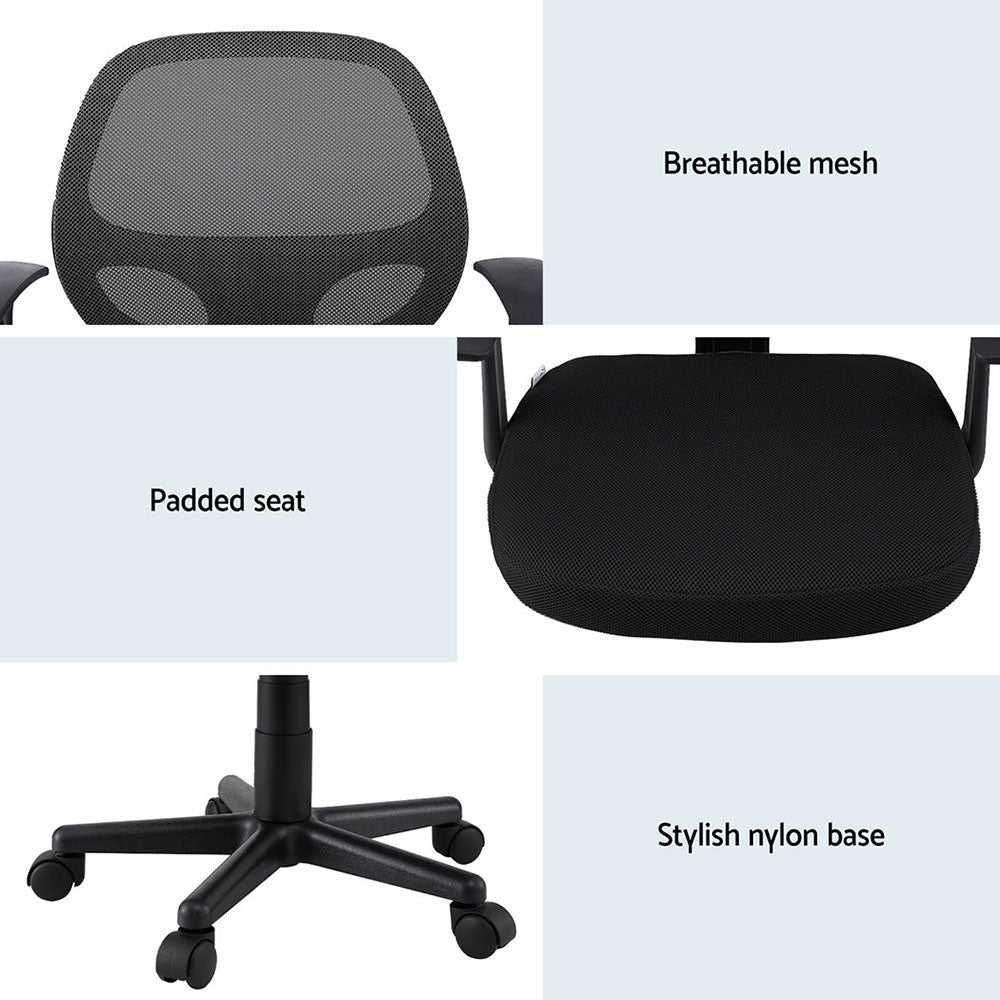 2x Mesh Office Chair Computer Gaming Desk Chairs Work Study Mid Back Black - Furniture > Office > Office & Desk Chairs - Rivercity House & Home Co. (ABN 18 642 972 209) - Affordable Modern Furniture Australia