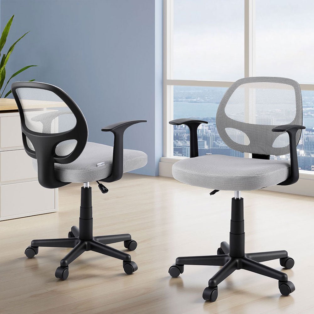 2x Mesh Office Chair Computer Gaming Desk Chairs Work Study Mid Back Grey - Furniture > Office > Office & Desk Chairs - Rivercity House & Home Co. (ABN 18 642 972 209) - Affordable Modern Furniture Australia