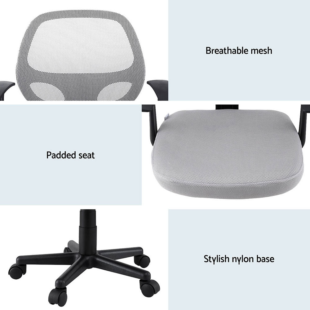2x Mesh Office Chair Computer Gaming Desk Chairs Work Study Mid Back Grey - Furniture > Office > Office & Desk Chairs - Rivercity House & Home Co. (ABN 18 642 972 209) - Affordable Modern Furniture Australia