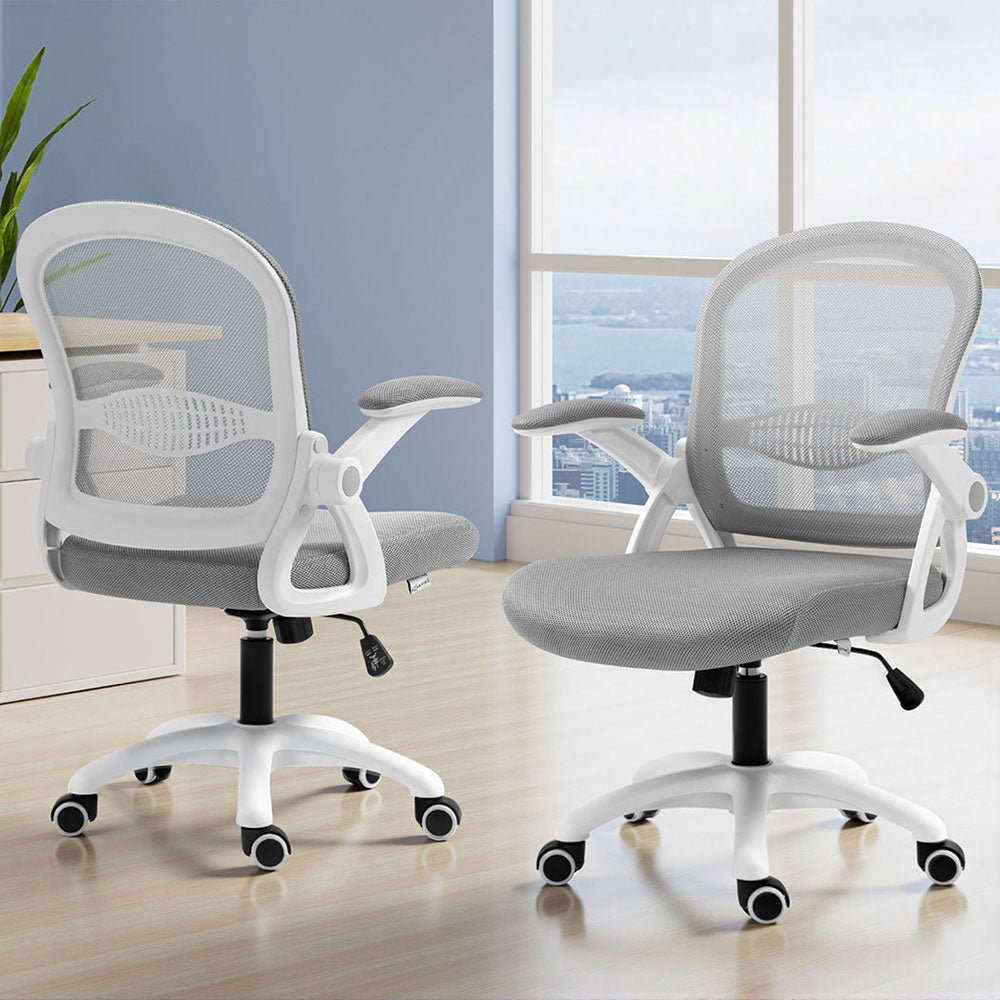 2x Mesh Office Chair Computer Gaming Desk Chairs Work Study Mid Back Grey - Furniture > Office > Office & Desk Chairs - Rivercity House & Home Co. (ABN 18 642 972 209) - Affordable Modern Furniture Australia