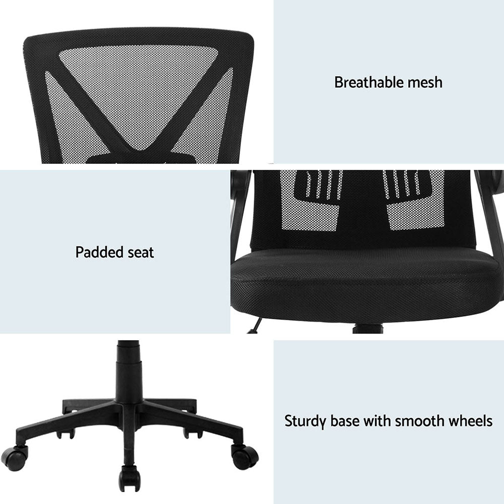 2x Mesh Office Chair Mid Back Black - Furniture > Office > Office & Desk Chairs - Rivercity House & Home Co. (ABN 18 642 972 209) - Affordable Modern Furniture Australia
