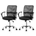 Set of 2 Mesh Office Chair Mid Back Black